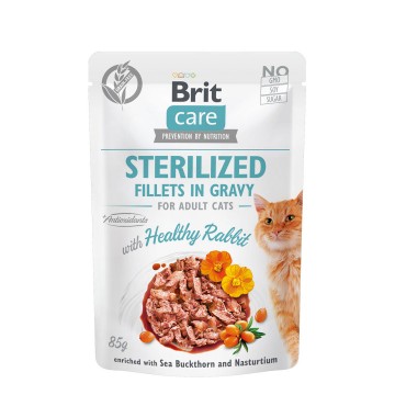 Brit Care Cat Fillets in Gravy Sterilized With Healthy Rabbit 85g Carton (24 Pouches)